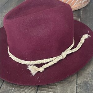 Burgundy Fedora with Braided Band